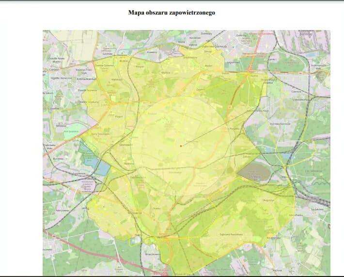 Zaznaczony na żółto obszar województwa śląskiego