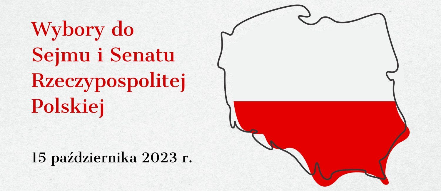 Flaga biało czerwona w obrysie Polski z napisem wybory do Sejmu i Senatu