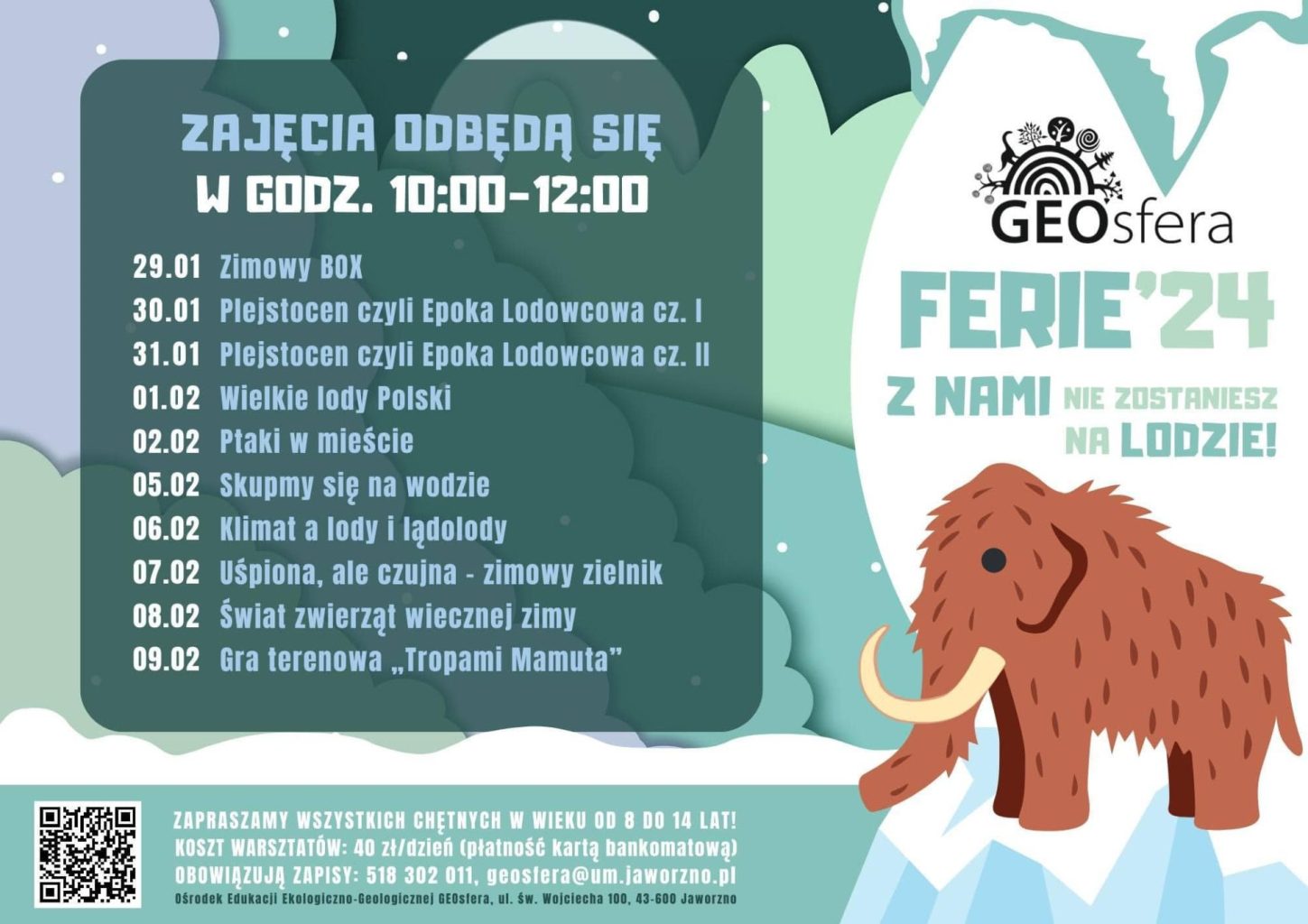Plakat Geosfera Ferie z nami zostaniesz na lodzie.